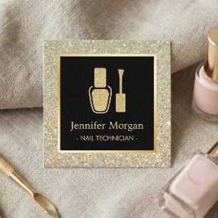 Nail Technician Guld Glitter polska Flaska Fyrkantigt Visitkort
