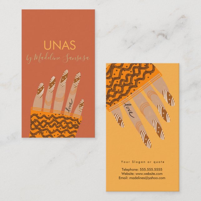 Nail Technician Hand plockade Affärskort Visitkort (Fram/baksida)