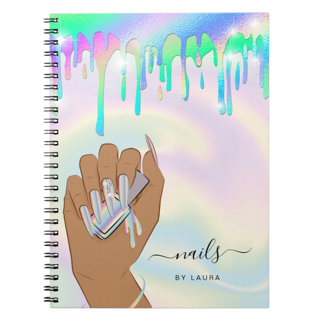 Nail Technician HoloGrapDrips Glitter Anteckningsbok (Framsidan)
