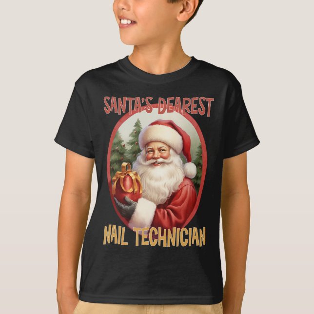 Nail Technician jul Helgdag Kärlek Julafton T Shirt (Framsida)