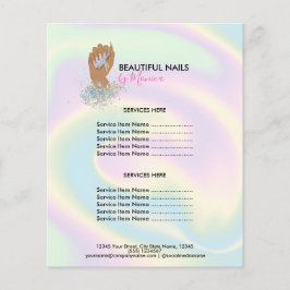 Nail Technician Mani Salon Holograph Girly Modern Flygblad
