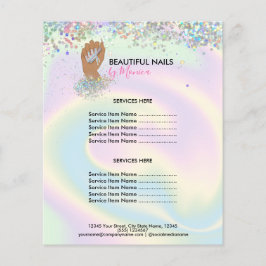 Nail Technician Mani Salon Holograph Girly Modern Flygblad