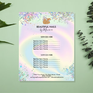 Nail Technician Mani Salon Holograph Girly Modern Flygblad