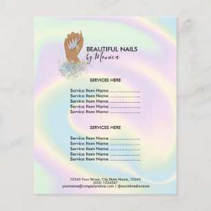Nail Technician Mani Salon Holograph Girly Modern Flygblad