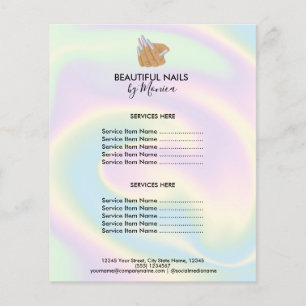 Nail Technician Mani Salon Holograph Girly Modern Flygblad
