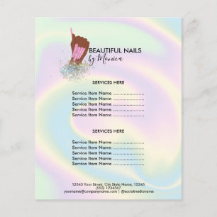 Nail Technician Mani Salon Holograph Girly Modern Flygblad