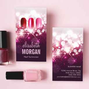 Nail Technician Manicurist - Rosa Beauty Glitter Visitkort
