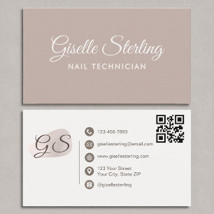 Nail Technician  Mauve Modern Elegant QR-kod Visitkort