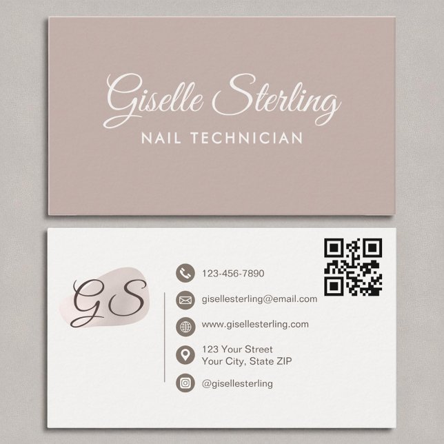 Nail Technician  Mauve Modern Elegant QR-kod Visitkort (Skapare uppladdad)