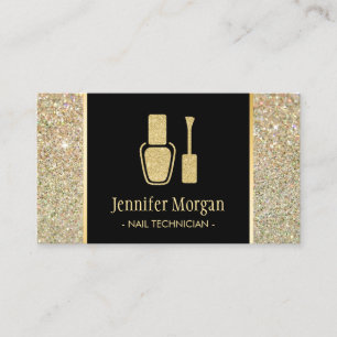 Nail Technician Modern Guld Glitter polska Flaska Visitkort