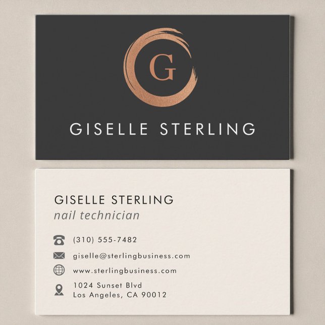 Nail Technician Modern Minimalist Rose Gold Visitkort (Skapare uppladdad)