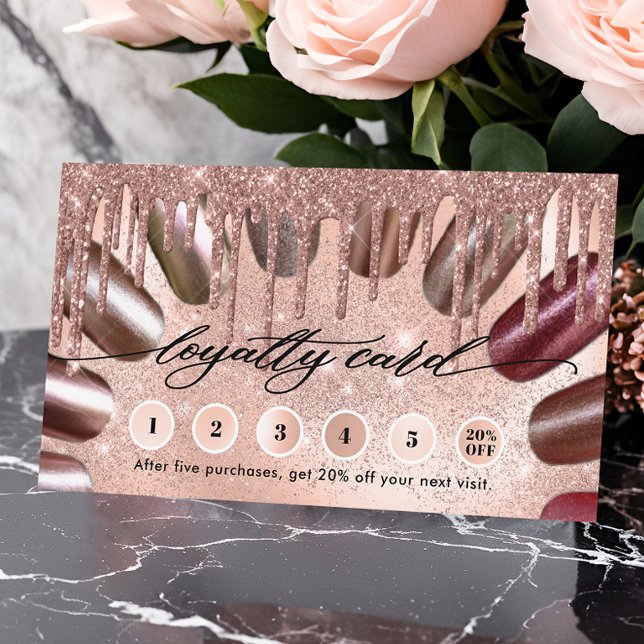 Nail Technician Modern Ro Guld Lojalitetskort (Skapare uppladdad)