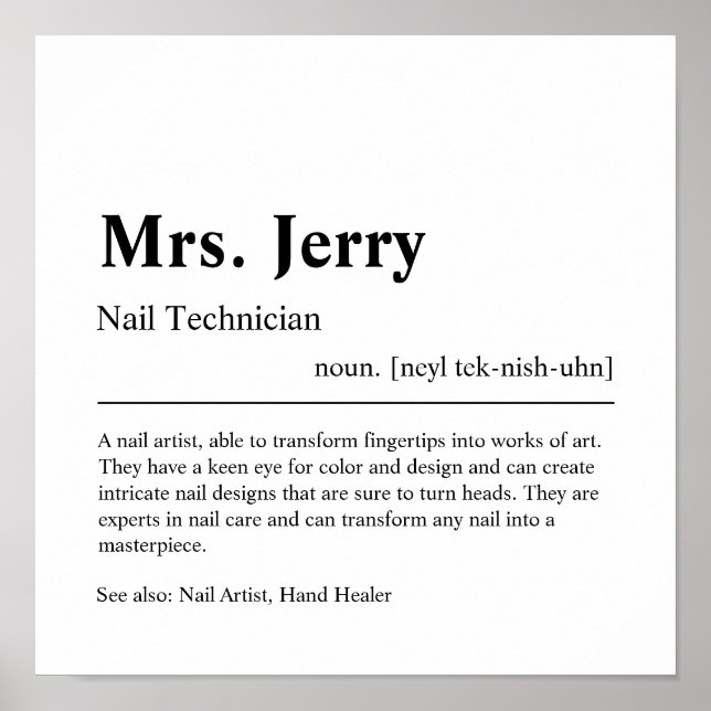 Nail Technician Personlig Gift Poster (Framsidan)