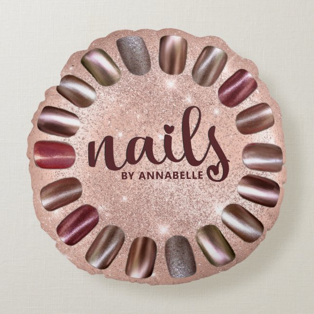 Nail Technician Ro Guld Personlig   Rund Kudde (Framsidan)