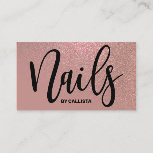 Nail Technician Ro Guld Rosa Glitter Typografi Visitkort