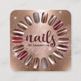 Nail Technician Ro Guld Sparkly Fyrkantigt Visitkort