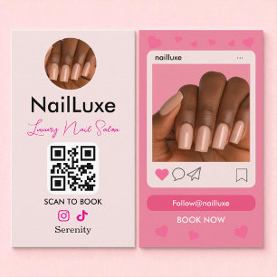 Nail Technician Rosa Instagram QR-kodfoto Visitkort