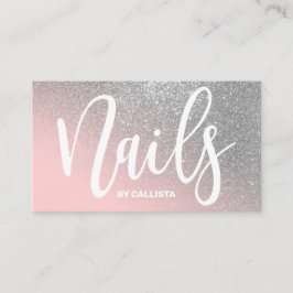 Nail Technician Rosa Silver Glitter Typografi Visitkort