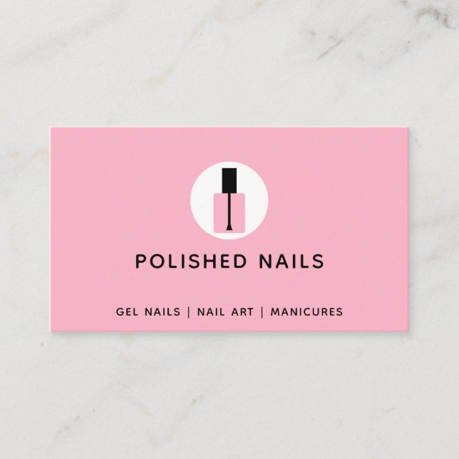 Nail Technician Salon Rosa & Black Poland Flaska Visitkort (Framsida)
