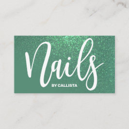 Nail Technician Sjöjungfru Teal Glitter Typography Visitkort