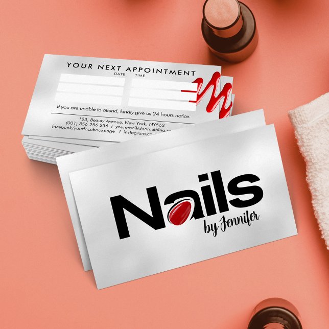 Nail Technician - Text Logotyp Art med Möte Visitkort (Skapare uppladdad)