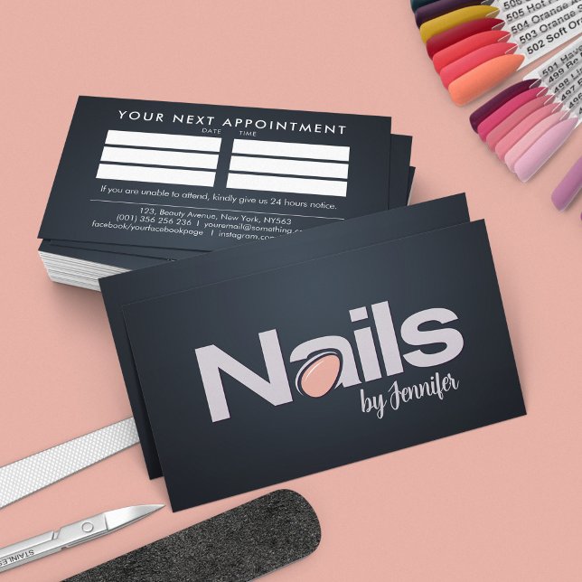 Nail Technician - Text Logotyp Art med Möte Visitkort (Skapare uppladdad)