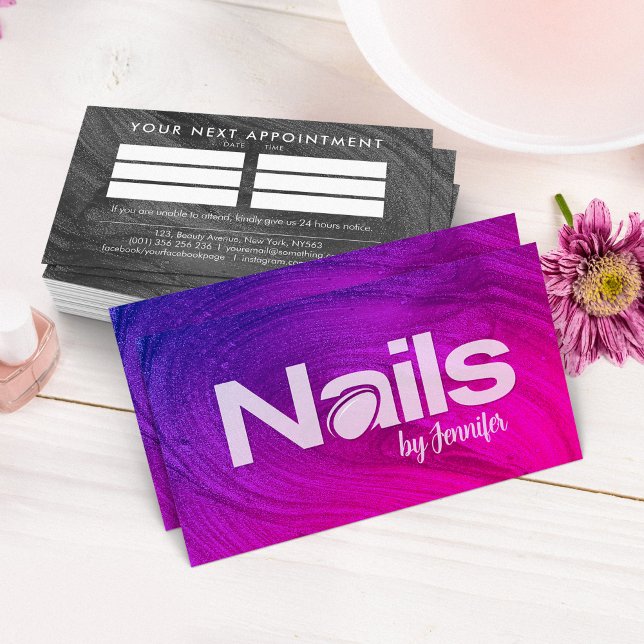 Nail Technician - Text Logotyp Art med Möte Visitkort (Skapare uppladdad)