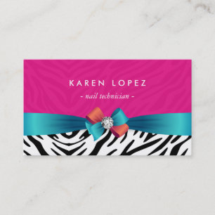 Nail Technician - Trendig Rosa Zebra tryck Visitkort