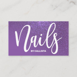 Nail Technician Violet Lila Glitter Typography Visitkort