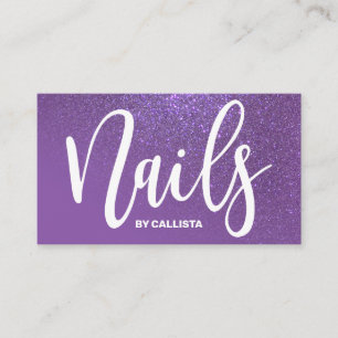 Nail Technician Violet Lila Glitter Typography Visitkort