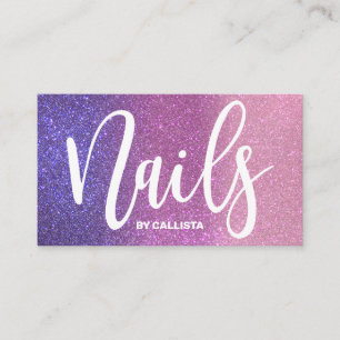Nail Technician Violet Lila Rosa Triple Glitter Visitkort