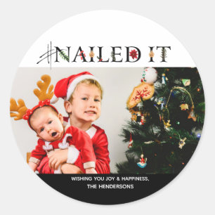 #NailIT-julklapp Runt Klistermärke