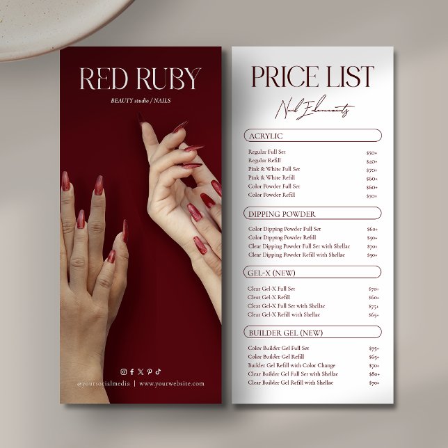 Nails Cosmetic Salon Service Price List Rack Reklamkort (Skapare uppladdad)