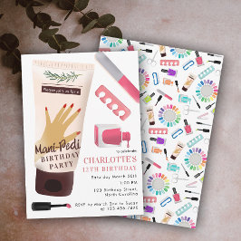 Nails Manicure Pedicure Mani Pedi Girls Birthday Inbjudningar