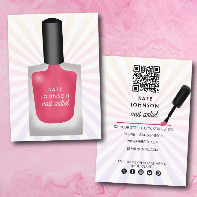 Nails Manikyr Pedikyr Skönhet Nagelkonst Modern Visitkort (Nails Manicure Pedicure Beauty Nail Artist Modern Business Card)