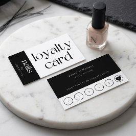 Nails Studio Svart Och Vitt Klientlojalitetskort  Visitkort