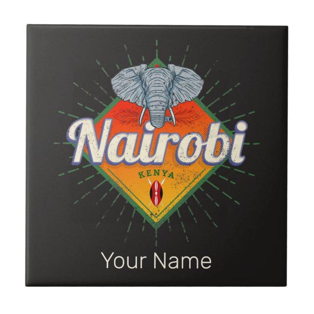 Nairobi Capital Kenya Elephant Vintage Afrika  Kakelplatta (Framsidan)