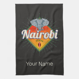 Nairobi Capital Kenya Elephant Vintage Afrika  Kökshandduk