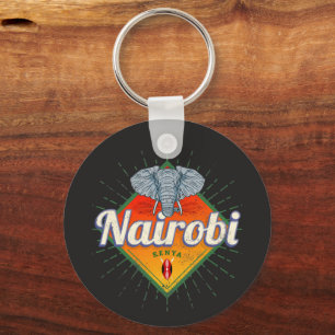 Nairobi Capital Kenya Elephant Vintage Afrika Nyckelring