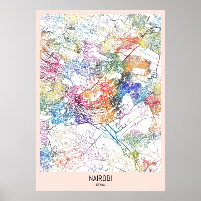 Nairobi Kenya City Karta Poster (Framsidan)