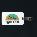 Nairobi Kenya City Skyline Retro Cityscape Art Bagagebricka<br><div class="desc">Vintage- och reflexritorier med vackra skyliner,  attraktion och cityscape-konst. Coola skyscraper och byggnad silhuette illustrerar handelsvara för turister och resenärer. Perfekt som souvenir att ta med sig hem när man reser. Spara minnet av din resa och semester med familj och vänner. Bakgrunden till färg kan anpassas till färg.</div>