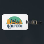 Nairobi Kenya City Skyline Retro Cityscape Art Bagagebricka<br><div class="desc">Vintage- och reflexritorier med vackra skyliner,  attraktion och cityscape-konst. Coola skyscraper och byggnad silhuette illustrerar handelsvara för turister och resenärer. Perfekt som souvenir att ta med sig hem när man reser. Spara minnet av din resa och semester med familj och vänner. Bakgrunden till färg kan anpassas till färg.</div>