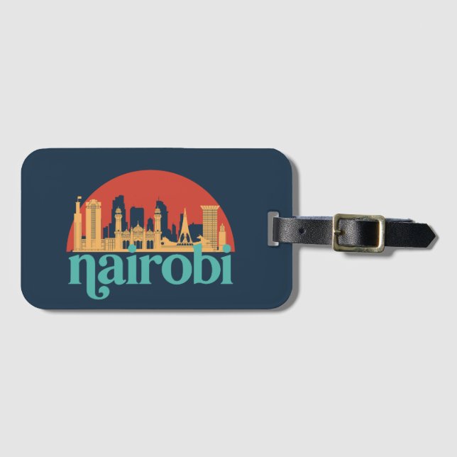 Nairobi Kenya City Skyline Vintage Cityscape Bagagebricka (Framsida horisontal)