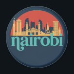 Nairobi Kenya City Skyline Vintage Cityscape Magnet<br><div class="desc">Vintage- och reflexritorier med vackra skyliner, attraktion och cityscape-konst. Coola skyscraper och byggnad silhuette illustrerar handelsvara för turister och resenärer. Perfekt som souvenir att ta med sig hem när man reser hela världen runt. Spara minnet av din resa och semester med familj och vänner. Bakgrunden till färg kan anpassas till...</div>