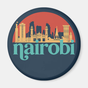 Nairobi Kenya City Skyline Vintage Cityscape Magnet