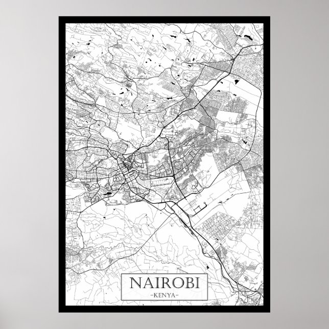 Nairobi Kenya Karta Poster (Framsidan)