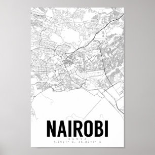 Nairobi Kenyas minimalistiska Karta Art Poster