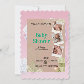 Naissance d'une Petite Fille avec Élégance !" Inbjudningar