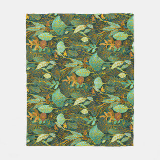 Naive Art Lush Garden Tapestry in Grönt and Blue Fleecefilt