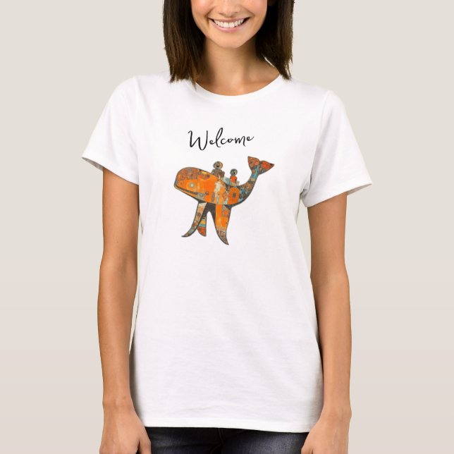 Naive retro style art whale t shirt (Framsida)